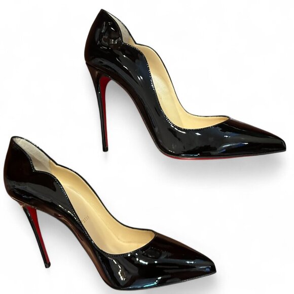 Christian Louboutin Shoes - NEW Christian Louboutin Patent Black Side Cut Detail - Black